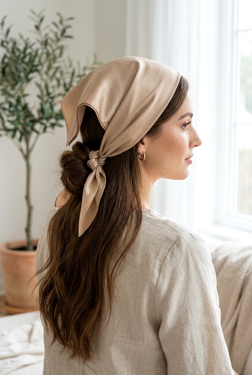 Triangle Fold Satin Scarf For Hair - 20 satin scarf overnight hairstyle - 20 satin scarf overnight hairstyle