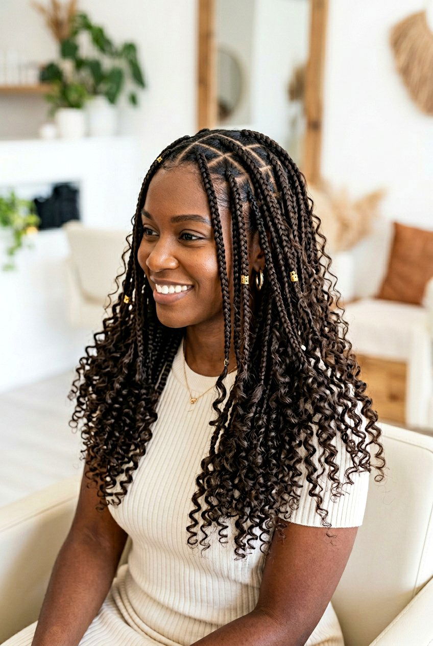 Triangle Part Bohemian Box Braids - 20 bohemian box braids - 20 bohemian box braids