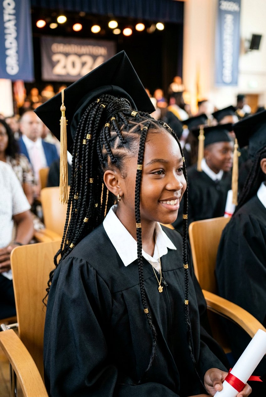 Triangle Part Box Braid Ponytail - 20 graduation braid ponytail for black girls - 20 graduation braid ponytail for black girls