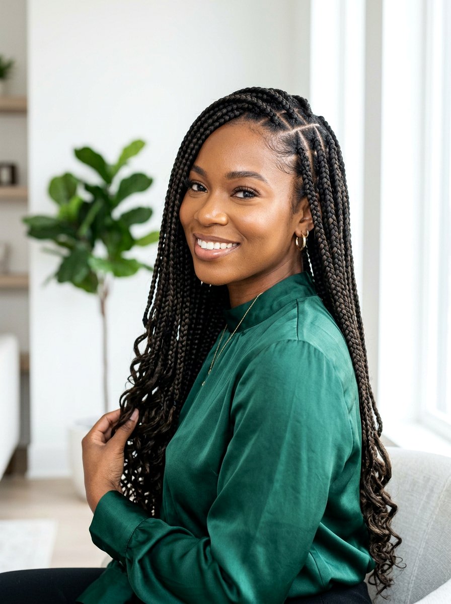 Triangle Part Box Braids Side Part - 20 triangle part box braids - 20 triangle part box braids