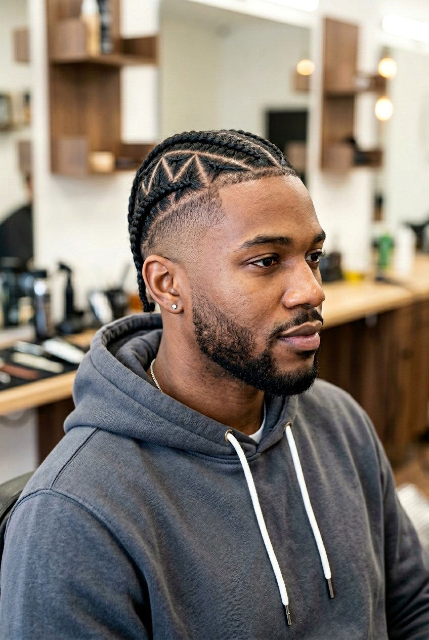 Triangle Part Braids Undercut - 20 braids with undercut men - 20 braids with undercut men