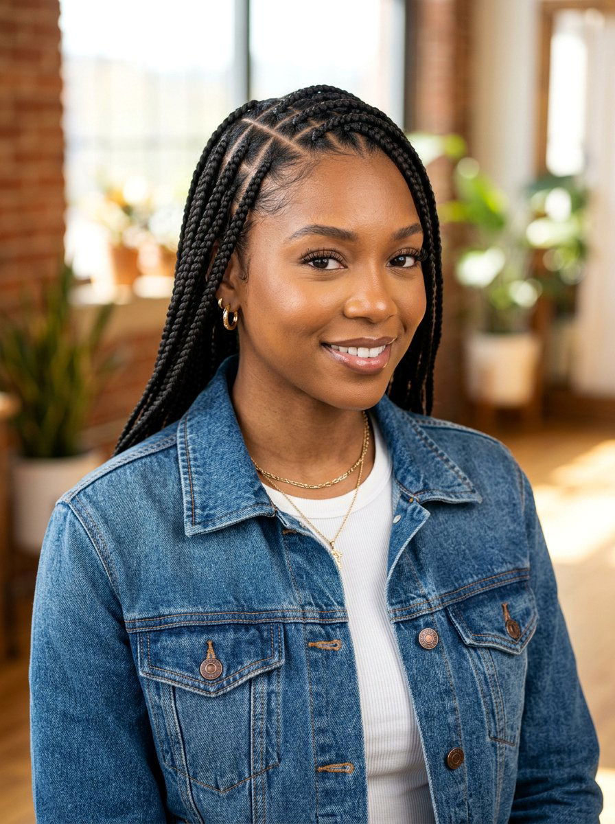 Triangle Part Knotless Box Braids - 20 triangle part box braids - 20 triangle part box braids