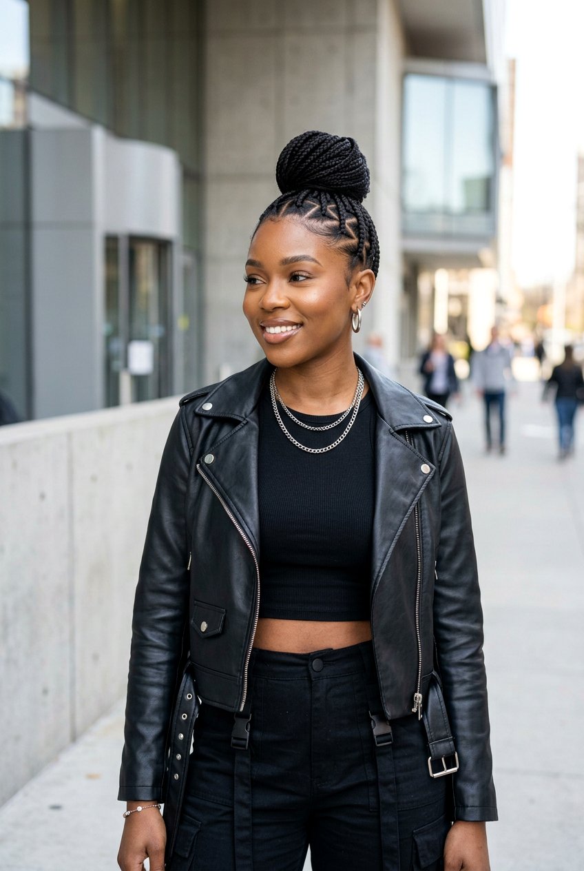 Triangle Part Knotless Braids Bun - 20 knotless braids bun for women - 20 knotless braids bun for women