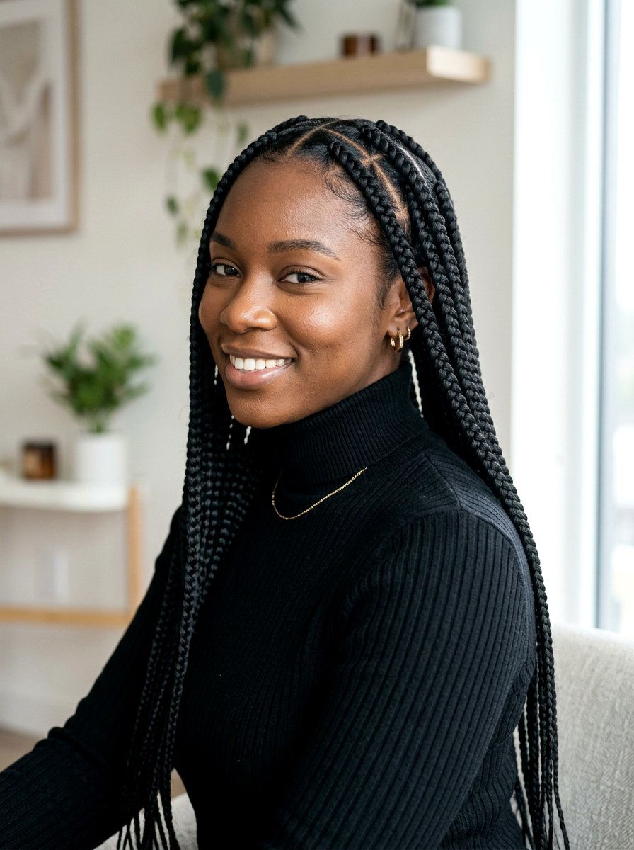 Triangle Part Large Box Braids - 20 large box braids hairstyles - 20 large box braids hairstyles