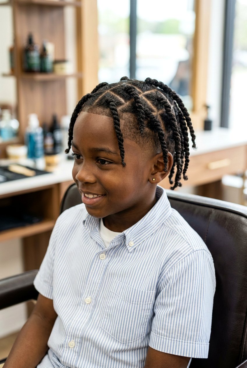 Triangle Parted Twists with Taper - 20 boys twists with curly top - 20 boys twists with curly top