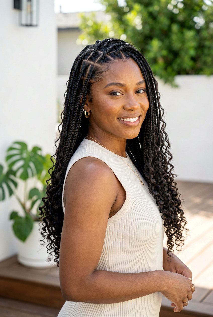 Triangle part boho box braids with curls - 20 boho box braids with curls - 20 boho box braids with curls