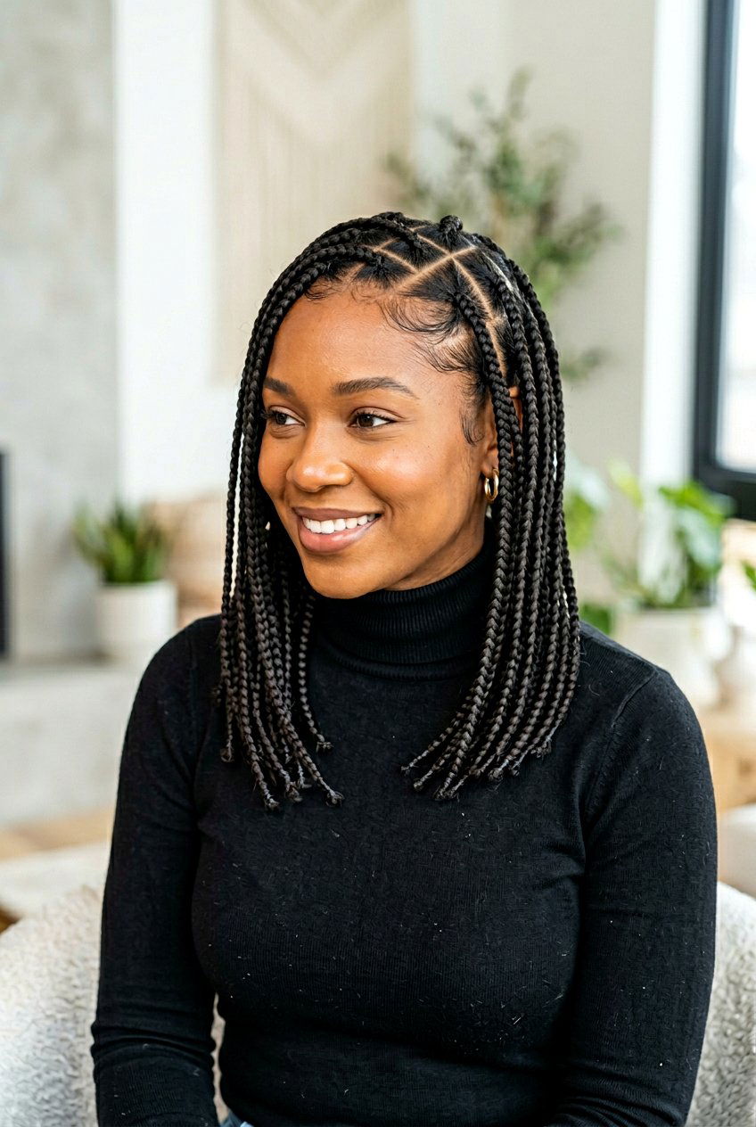 Triangle part medium box braids - 20 medium box braids hairstyles - 20 medium box braids hairstyles