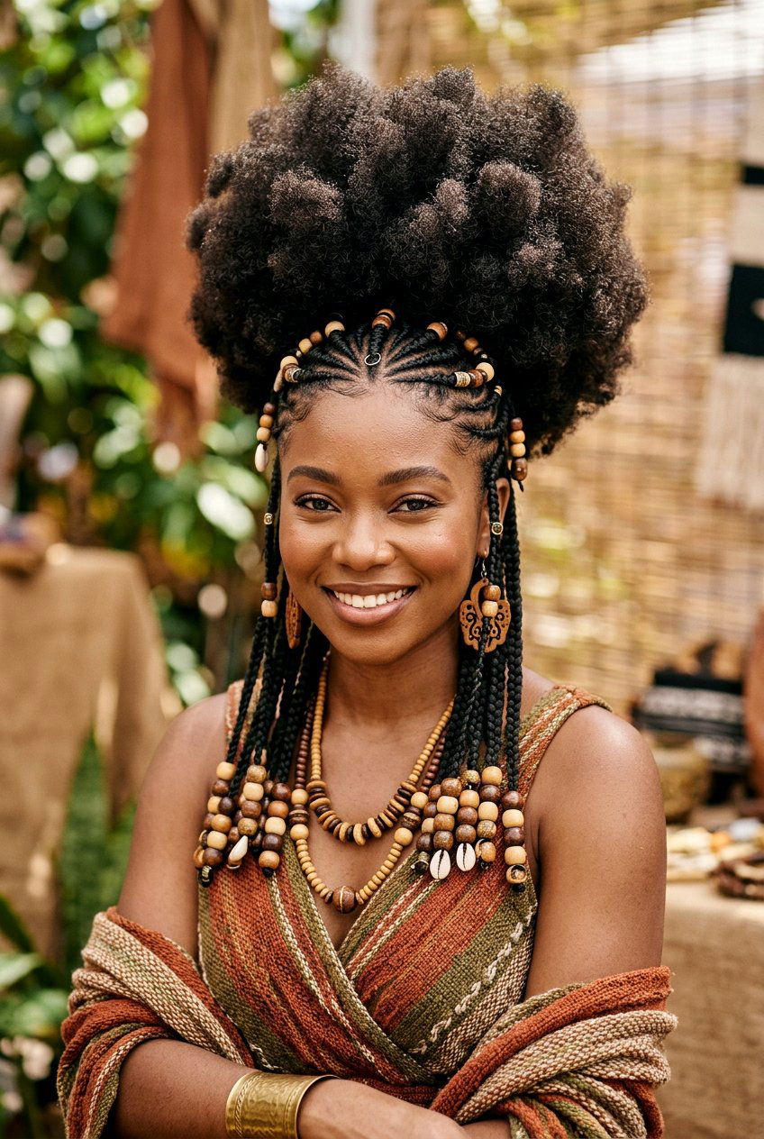 Tribal Braided Afro Puff - 20 braided afro puff hairstyle - 20 braided afro puff hairstyle