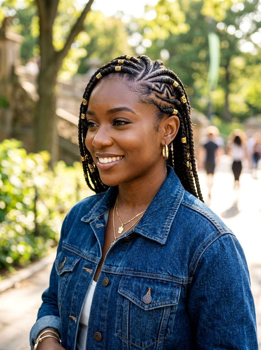 Tribal Braids Side Part - 20 scalp braid hairstyles for black women - 20 scalp braid hairstyles for black women