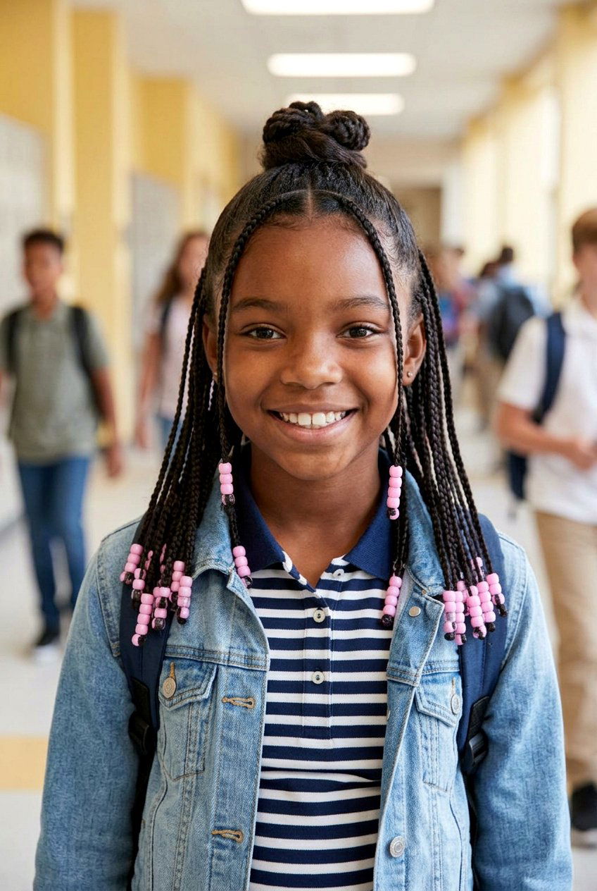 Tribal Braids with Turquoise Beads - 20 school braid styles for black girls with beads - 20 school braid styles for black girls with beads