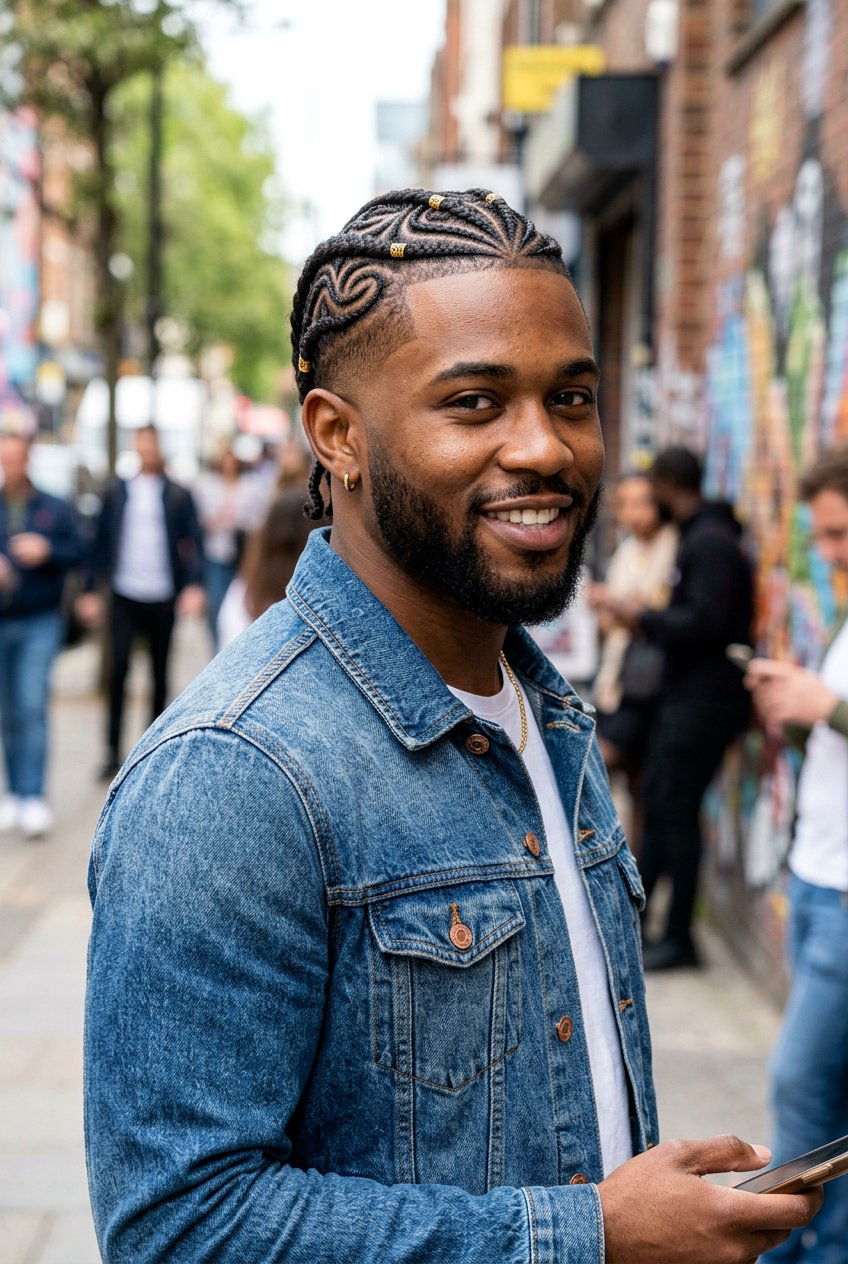 Tribal Cornrows With Burst Fade - 20 cornrows for men with fade - 20 cornrows for men with fade