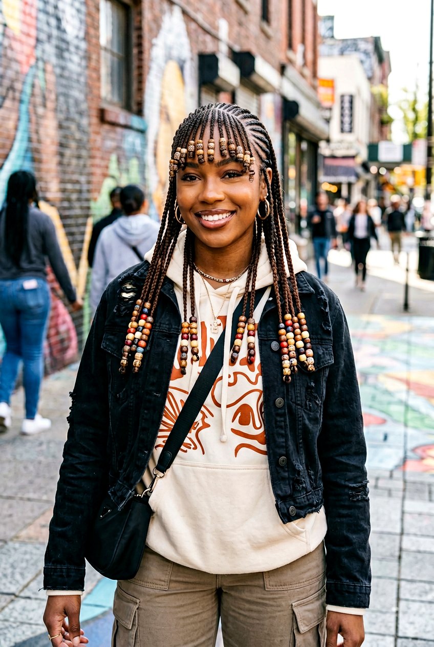 Tribal braids with curly bangs and beads - 20 tribal braids with beads and curls - 20 tribal braids with beads and curls