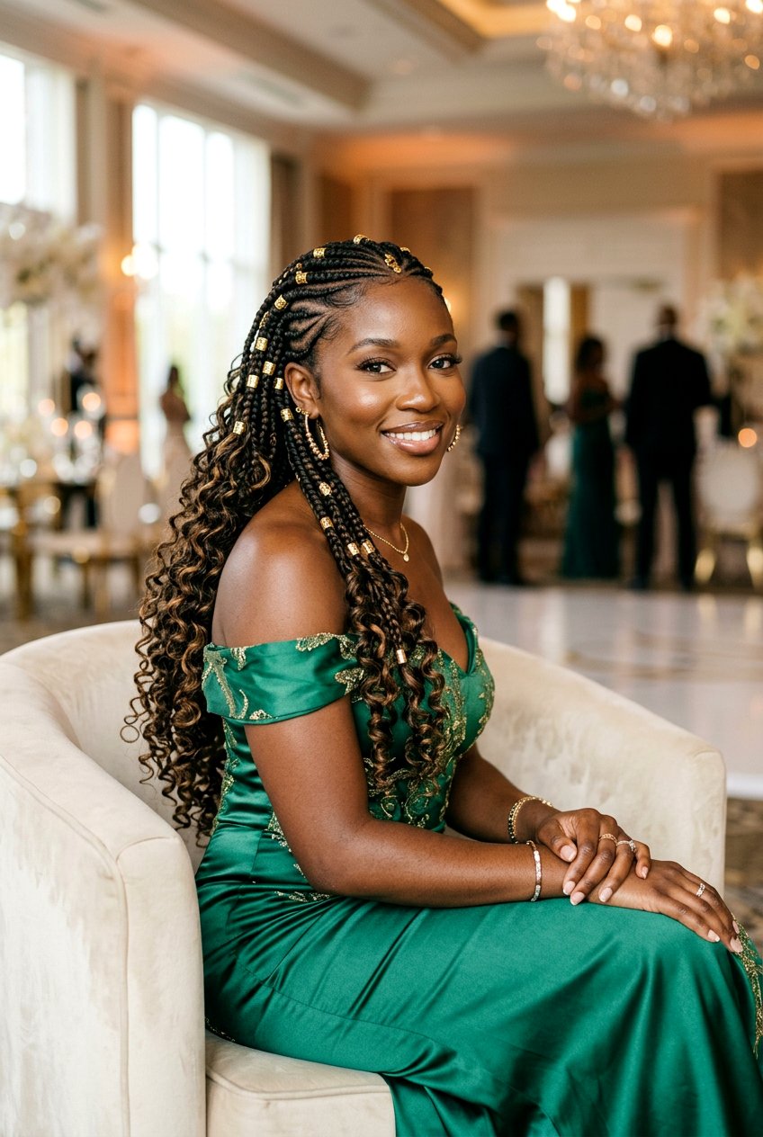 Tribal braids with gold beads and curls - 20 tribal braids with beads and curls - 20 tribal braids with beads and curls