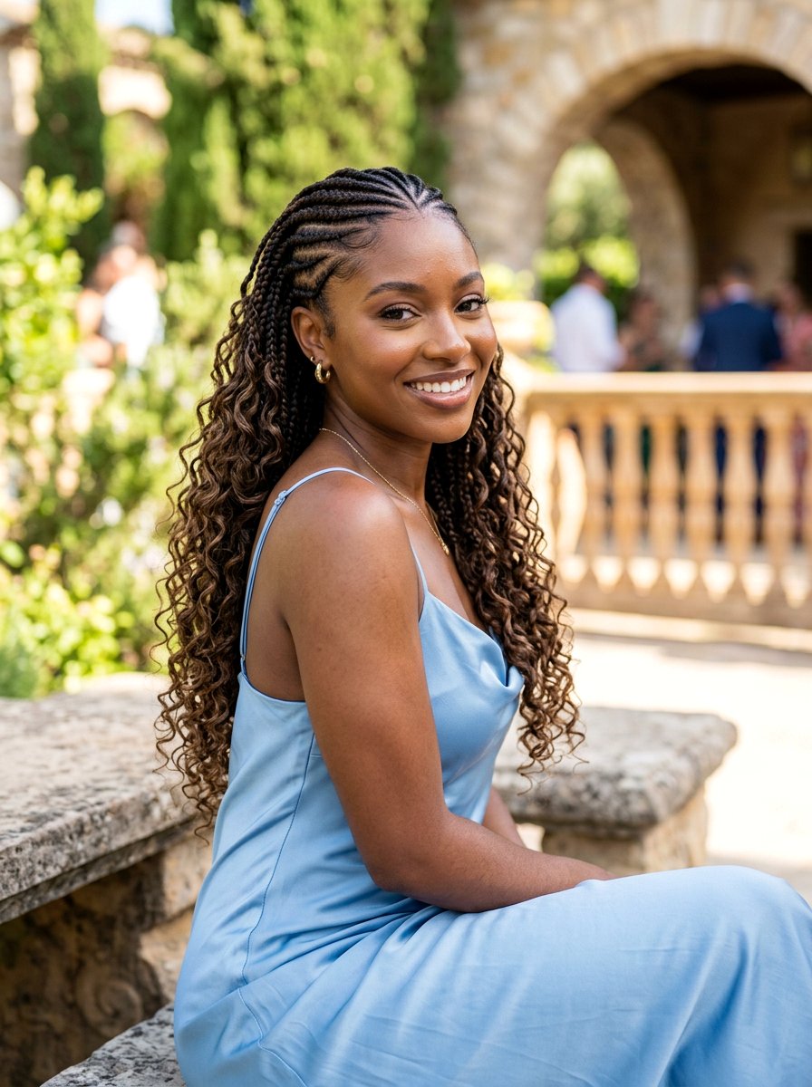 Tribal braids with water wave curls - 20 tribal braids with curls - 20 tribal braids with curls