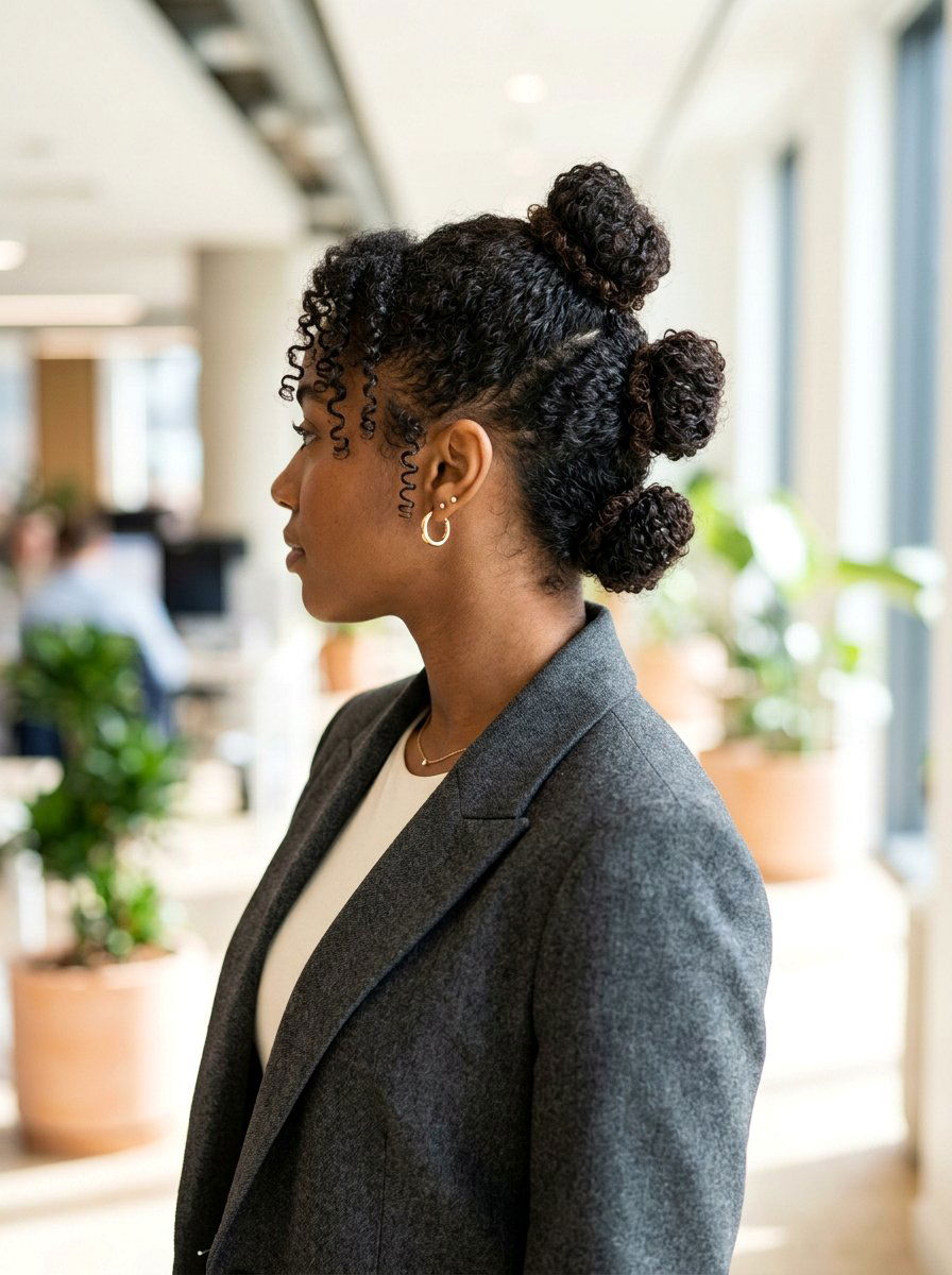 Triple Bun Updo For Curly Hair - 20 recital hairstyles for curly hair - 20 recital hairstyles for curly hair