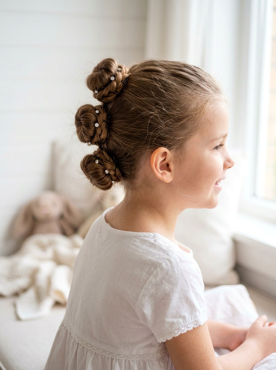 Triple Bun Updo - 20 pageant updo for little girls - 20 pageant updo for little girls