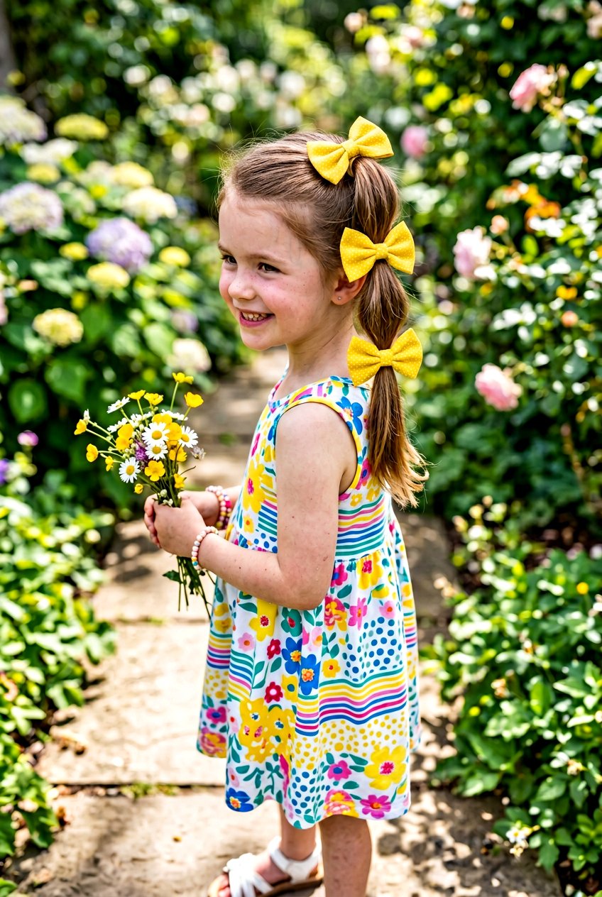 Triple Ponytail With Bows - 20 bow hairstyle for little girls - 20 bow hairstyle for little girls