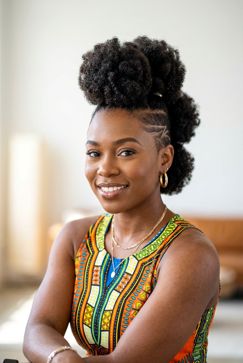 Triple Puff Mohawk - 20 sleek puff hairstyle for natural hair - 20 sleek puff hairstyle for natural hair