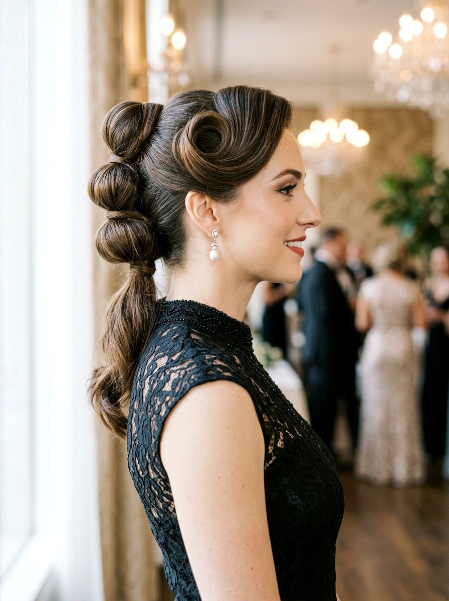 Triple Roll Stacked Ponytail - 20 retro rolled ponytail hairstyle - 20 retro rolled ponytail hairstyle