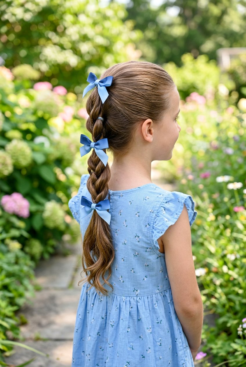 Triple Stacked Ponytail With Ribbon Accents - 20 ribbon ponytail for girls - 20 ribbon ponytail for girls