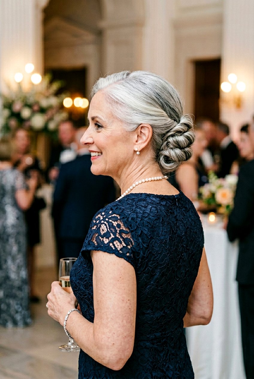 Triple Twisted Bun - 20 polished wedding bun for older women - 20 polished wedding bun for older women