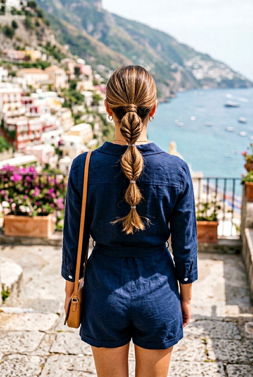 Triple Twisted Ponytail - 20 travel hairstyle for shoulder length hair - 20 travel hairstyle for shoulder length hair