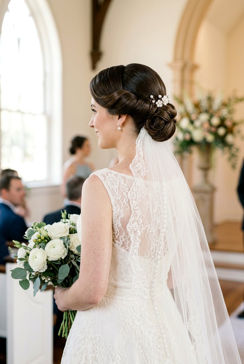 Tuck And Roll Bridal Bun With Veil - 20 classic bridal bun for veil - 20 classic bridal bun for veil