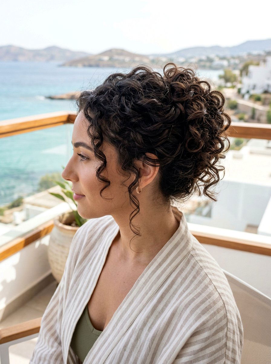Tucked And Pinned Curly Updo - 20 vacation hairstyle for long curls - 20 vacation hairstyle for long curls