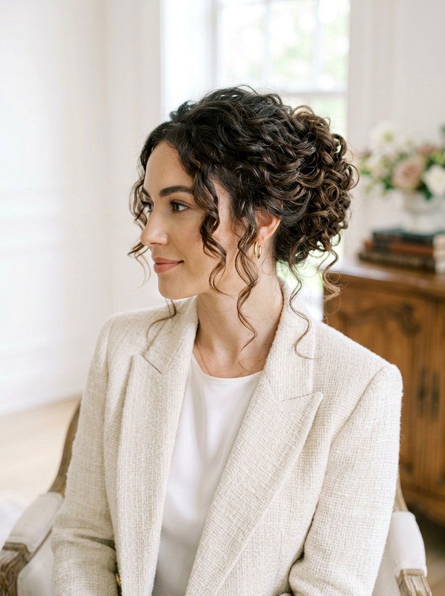 Tucked And Pinned Curly Updo - 20 soft glam hairstyle for curly hair - 20 soft glam hairstyle for curly hair