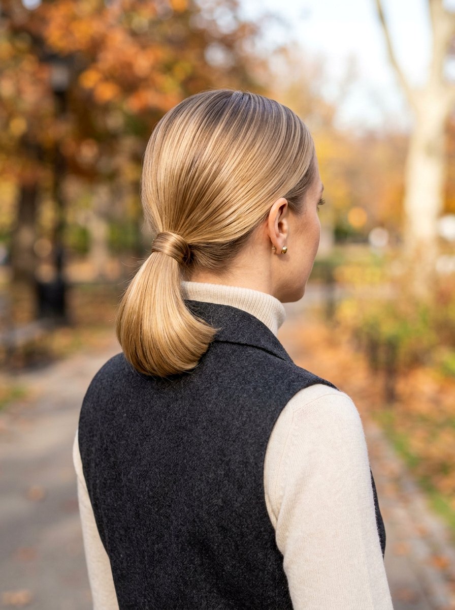 Tucked And Pinned Glossy Straight Ponytail - 20 glossy straight ponytail hairstyle - 20 glossy straight ponytail hairstyle