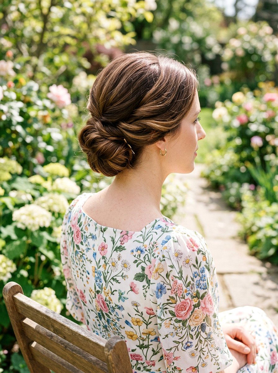 Tucked And Pinned Low Bun - 20 cute hairstyle for casual wedding guest - 20 cute hairstyle for casual wedding guest