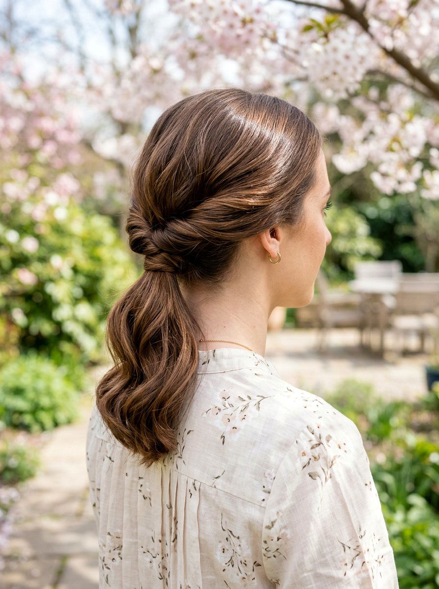 Tucked And Pinned Low Ponytail - 20 quick hairstyle for office commute - 20 quick hairstyle for office commute