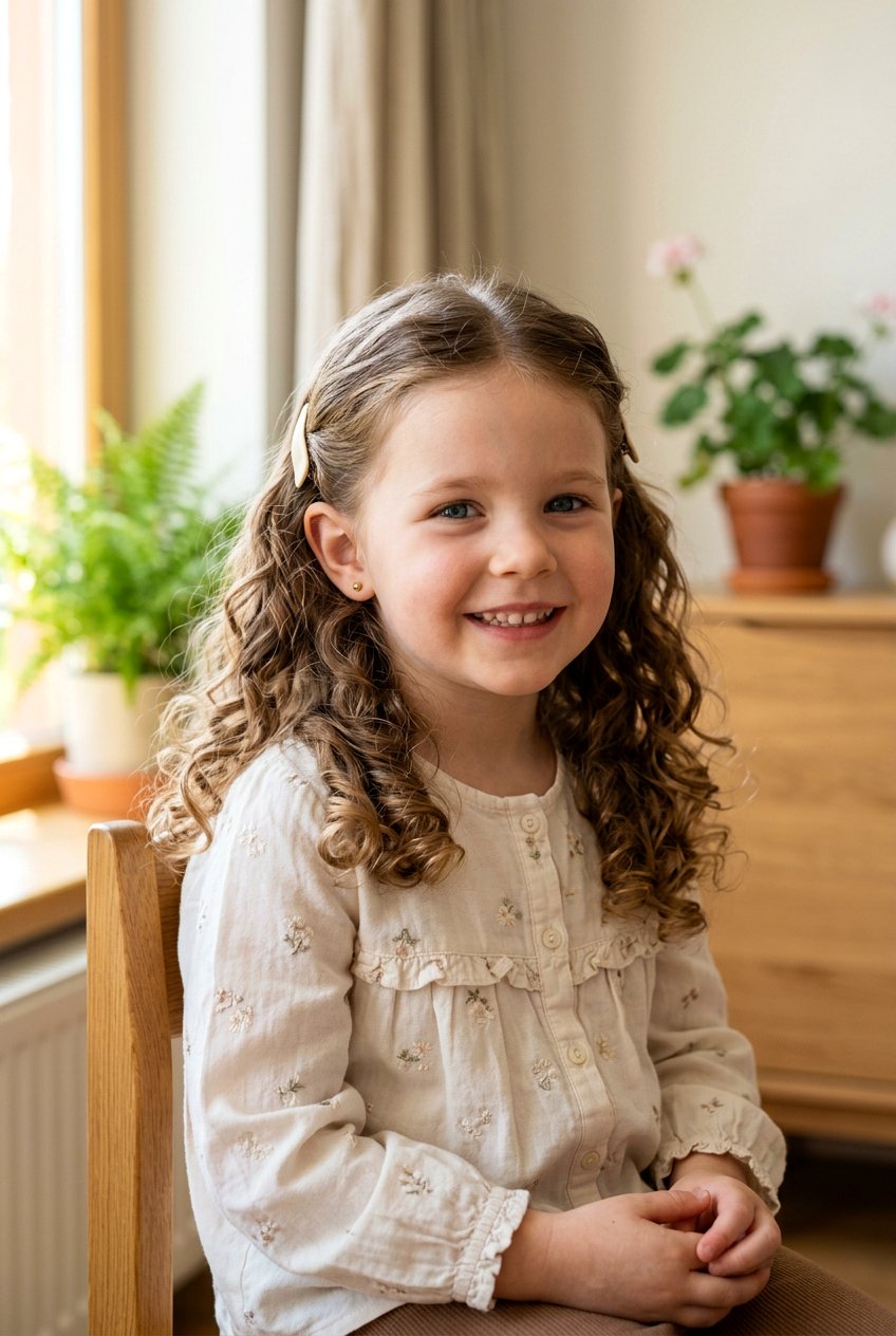 Tucked Back Soft Curls - 20 little girls soft curls hairstyle - 20 little girls soft curls hairstyle