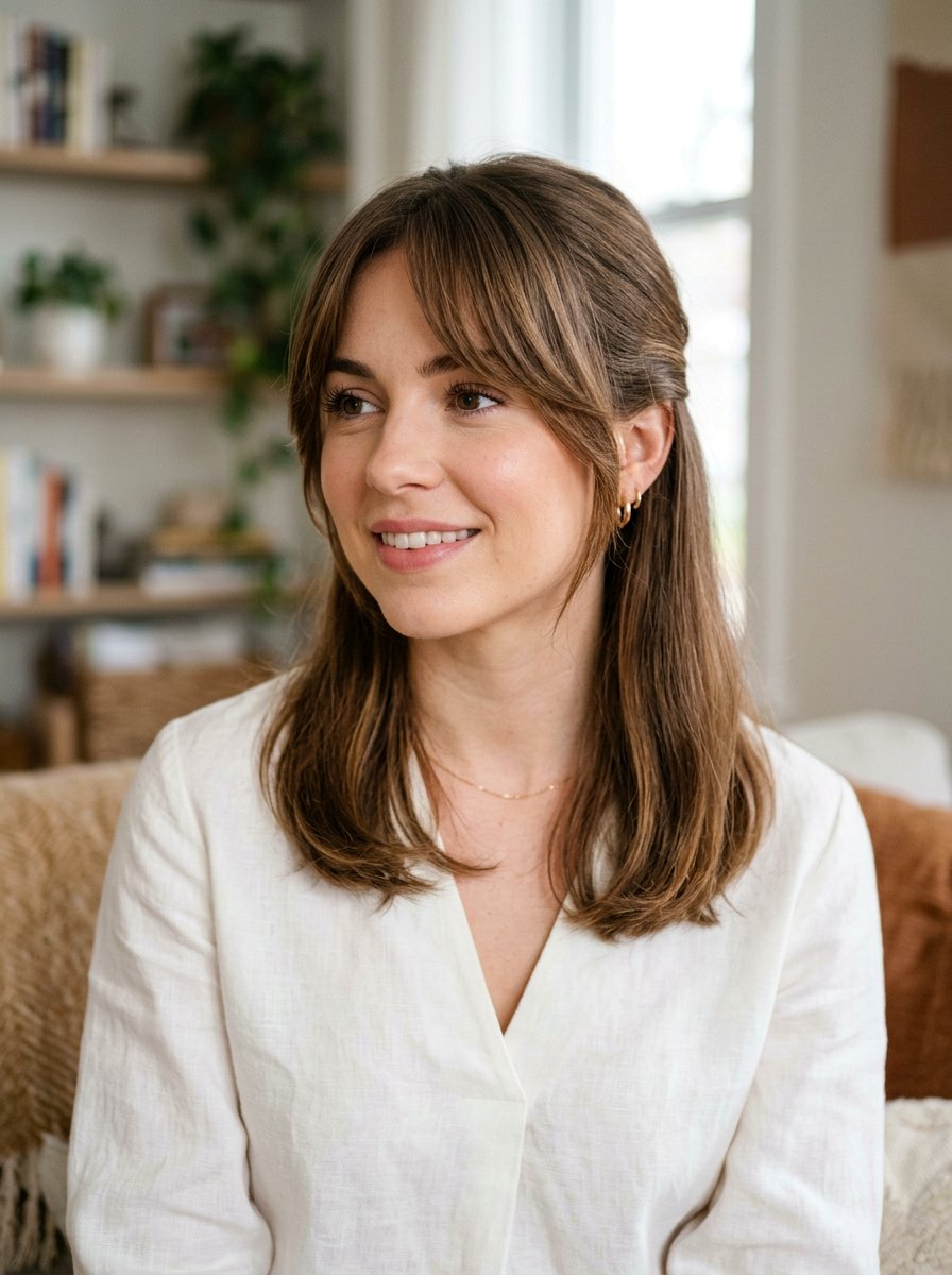 Tucked Back With Curtain Bangs - 20 simple tucked back hairstyle - 20 simple tucked back hairstyle