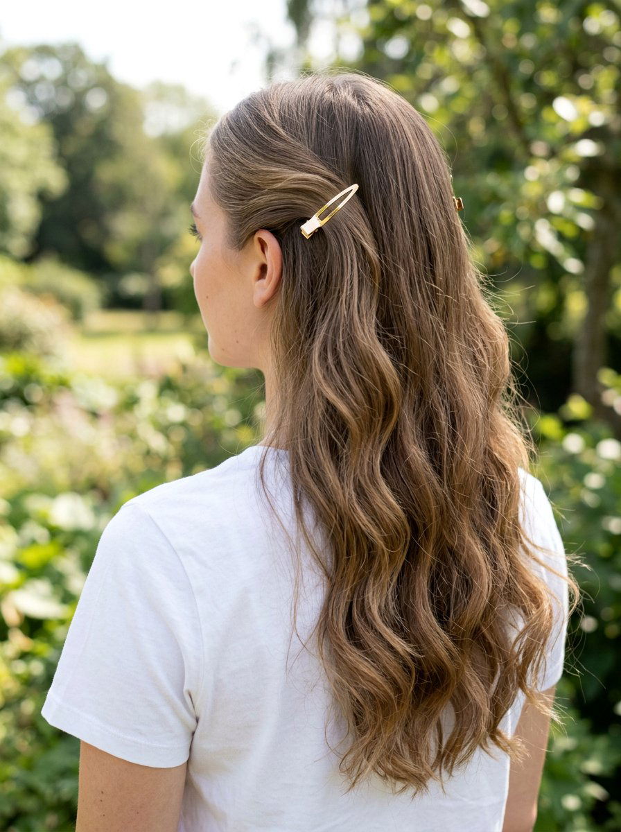 Tucked Back With Hair Clips - 20 simple tucked back hairstyle - 20 simple tucked back hairstyle