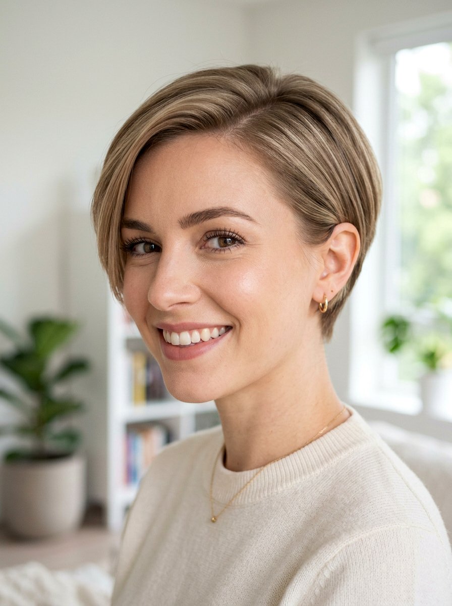 Tucked Behind Ear Pixie - 20 sleek pixie for older women - 20 sleek pixie for older women