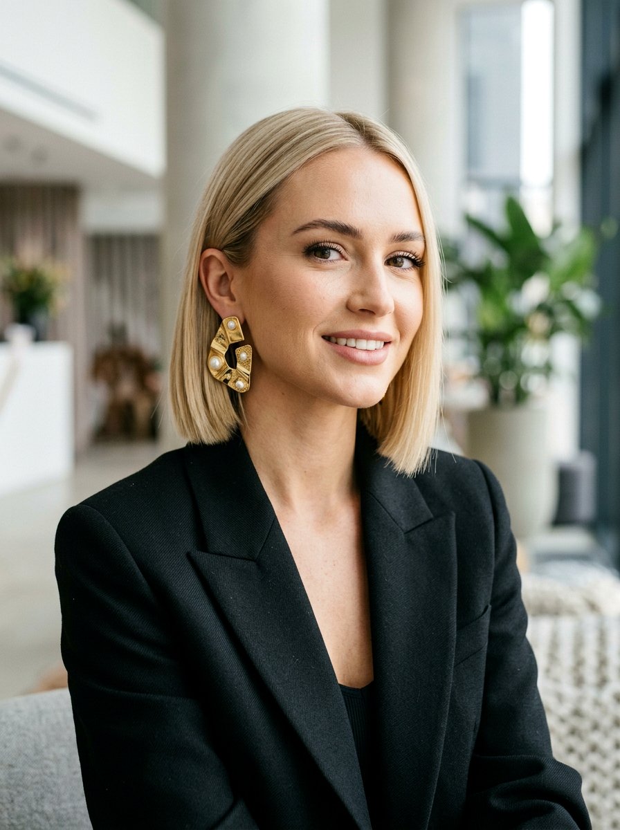 Tucked Behind Ears Bob - 20 quick office hairstyle for short hair - 20 quick office hairstyle for short hair