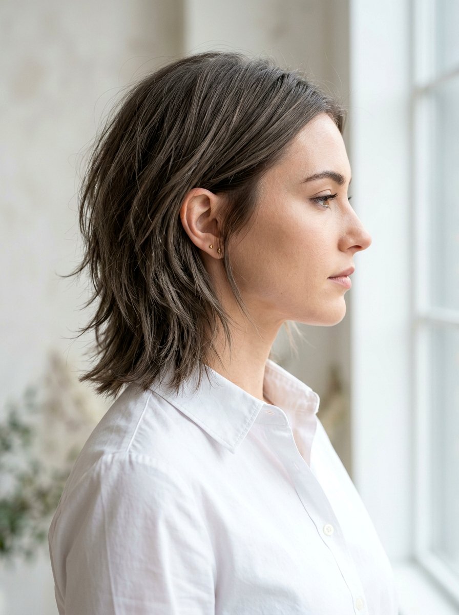 Tucked Behind Ears Medium Shag - 20 simple hairstyle for medium shag haircut - 20 simple hairstyle for medium shag haircut