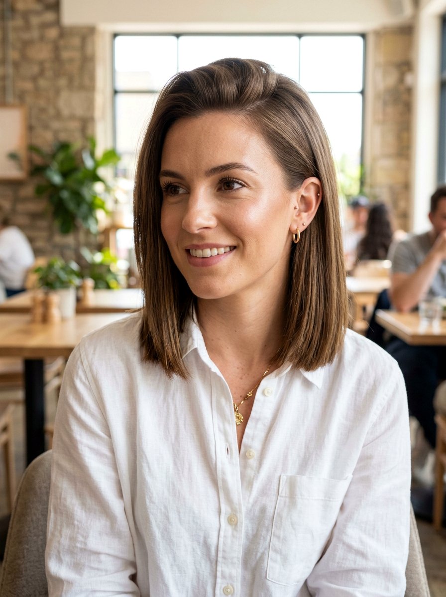 Tucked Behind Ears Straight Lob - 20 straight lob haircut for fine hair women - 20 straight lob haircut for fine hair women