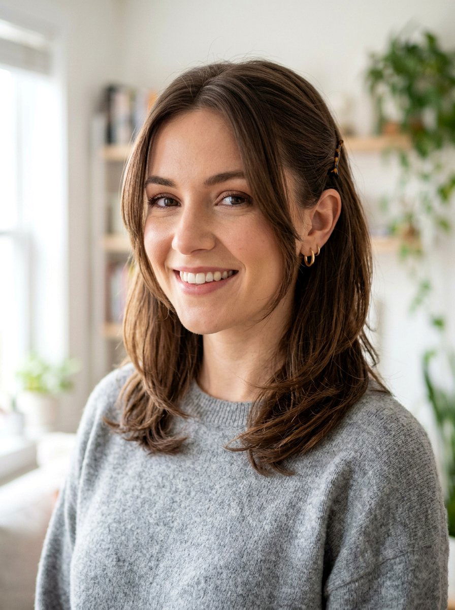 Tucked Behind The Ears - 20 quick office hairstyle for medium hair - 20 quick office hairstyle for medium hair