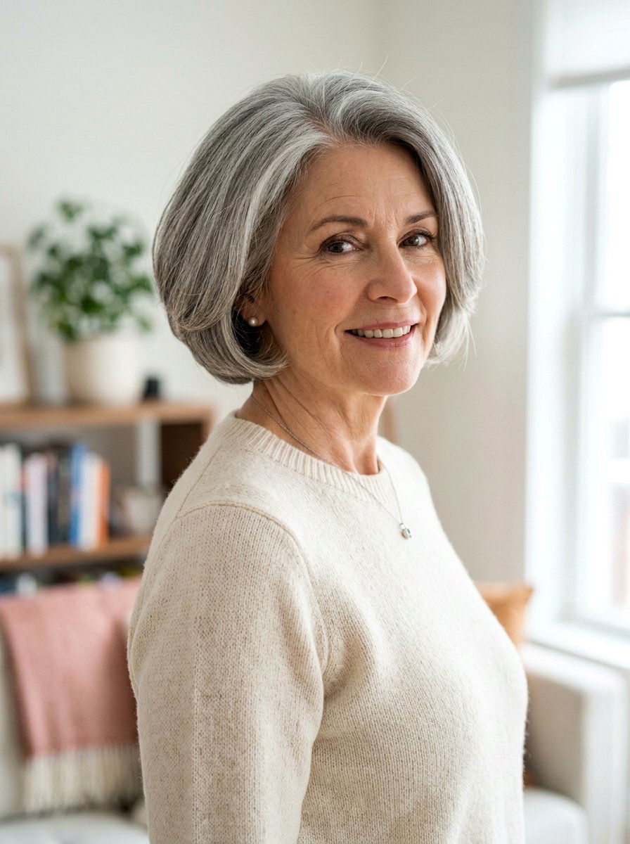 Tucked Bob For Gray Hair - 20 easy hairstyle for naturally gray hair - 20 easy hairstyle for naturally gray hair