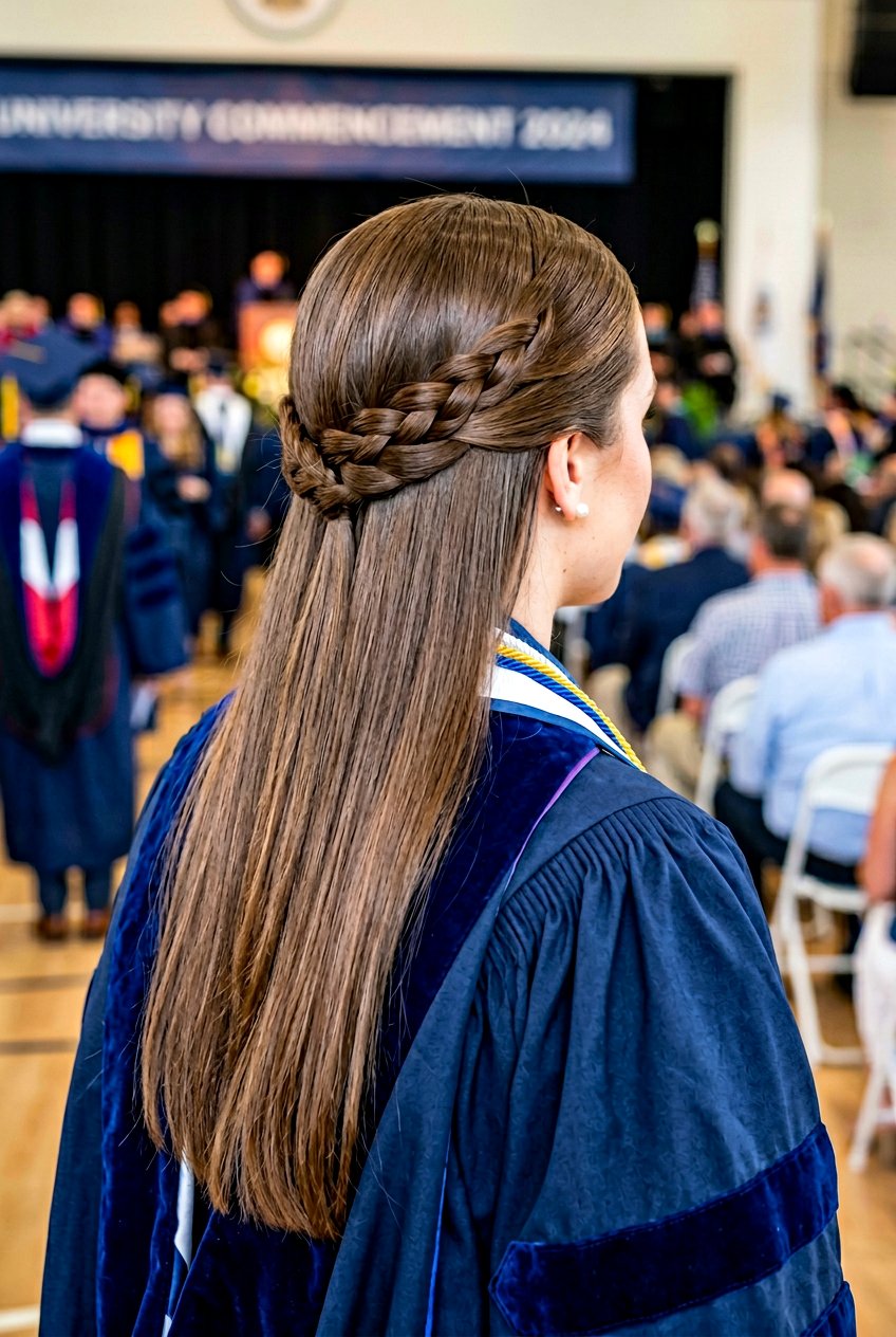 Tucked Braid Half Up Hairstyle - 20 graduation hairstyle with half up braid - 20 graduation hairstyle with half up braid