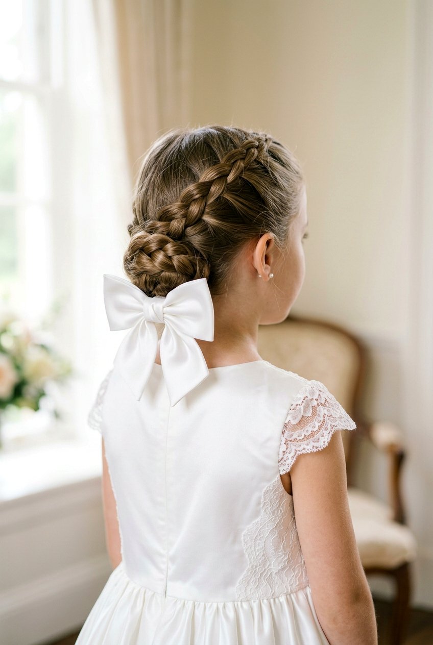 Tucked Braid With Bow - 20 bow hairstyle for little girls - 20 bow hairstyle for little girls