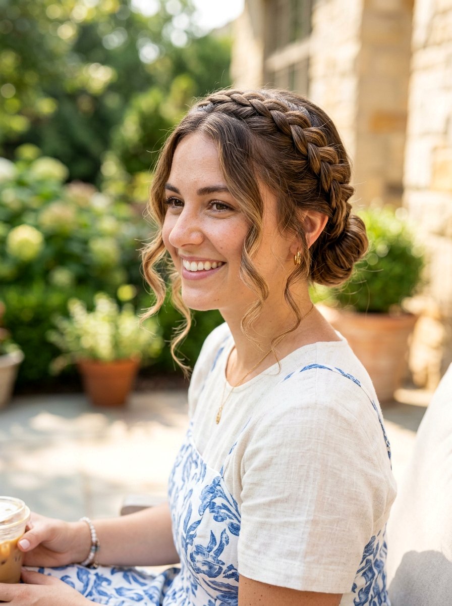 Tucked Crown Braid With Loose Curls - 20 crown braid with loose curls - 20 crown braid with loose curls