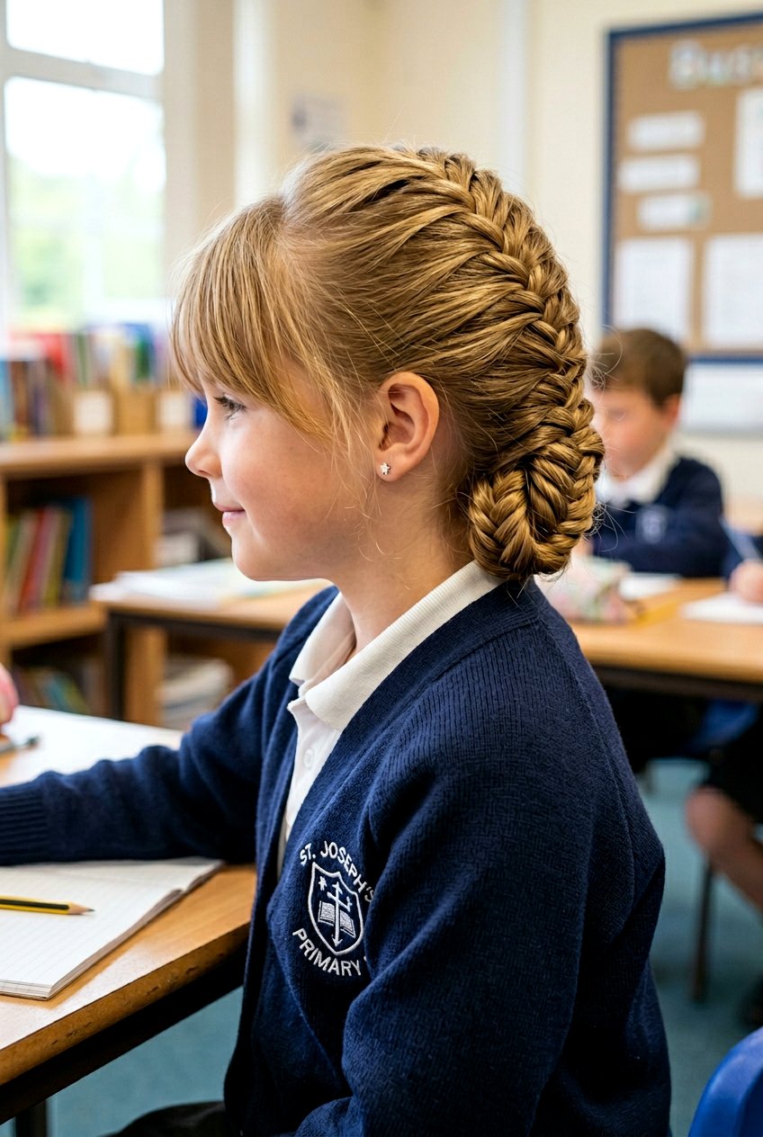 Tucked Fishtail Braid - 20 little girls hairstyle ideas for school - 20 little girls hairstyle ideas for school