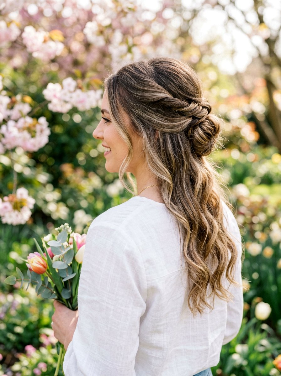 Tucked Half Up Hairstyle - 20 easy hairstyle for school run moms - 20 easy hairstyle for school run moms
