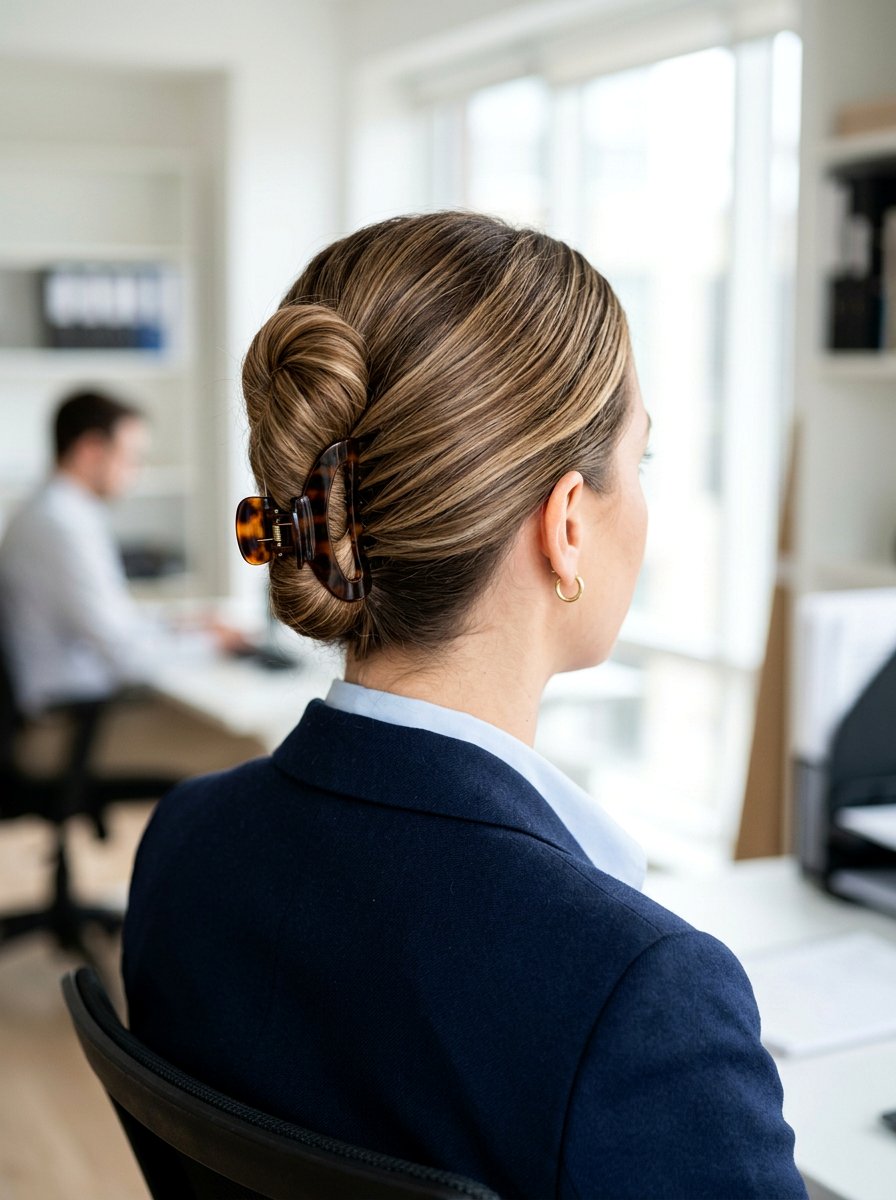 Tucked In Claw Clip Updo - 20 office friendly claw clip hairstyles - 20 office friendly claw clip hairstyles