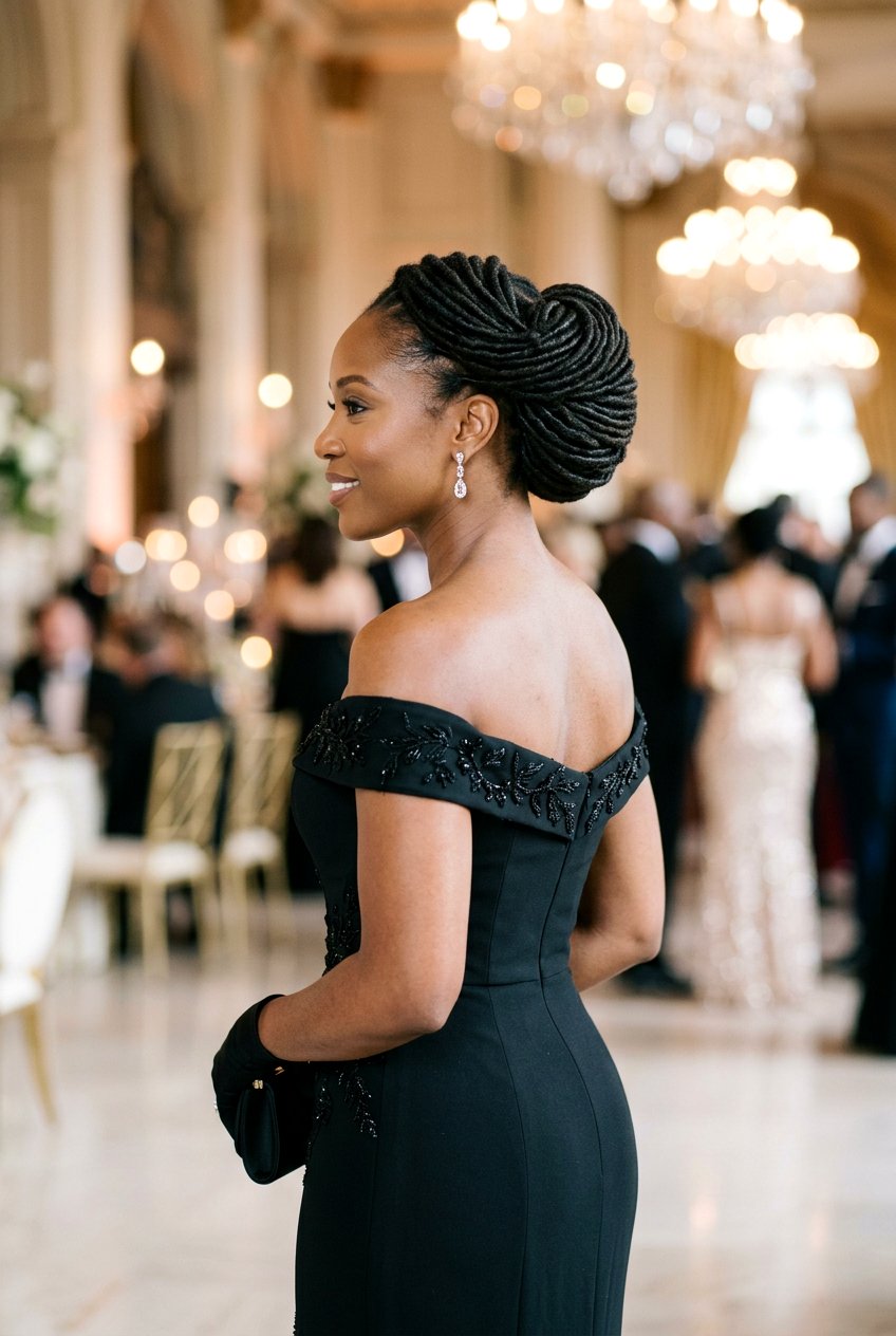 Tucked Loc Updo - 20 loc styles for wedding guests - 20 loc styles for wedding guests