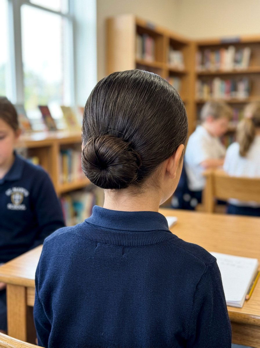 Tucked Low Bun - 20 quick natural hairstyles for kids - 20 quick natural hairstyles for kids