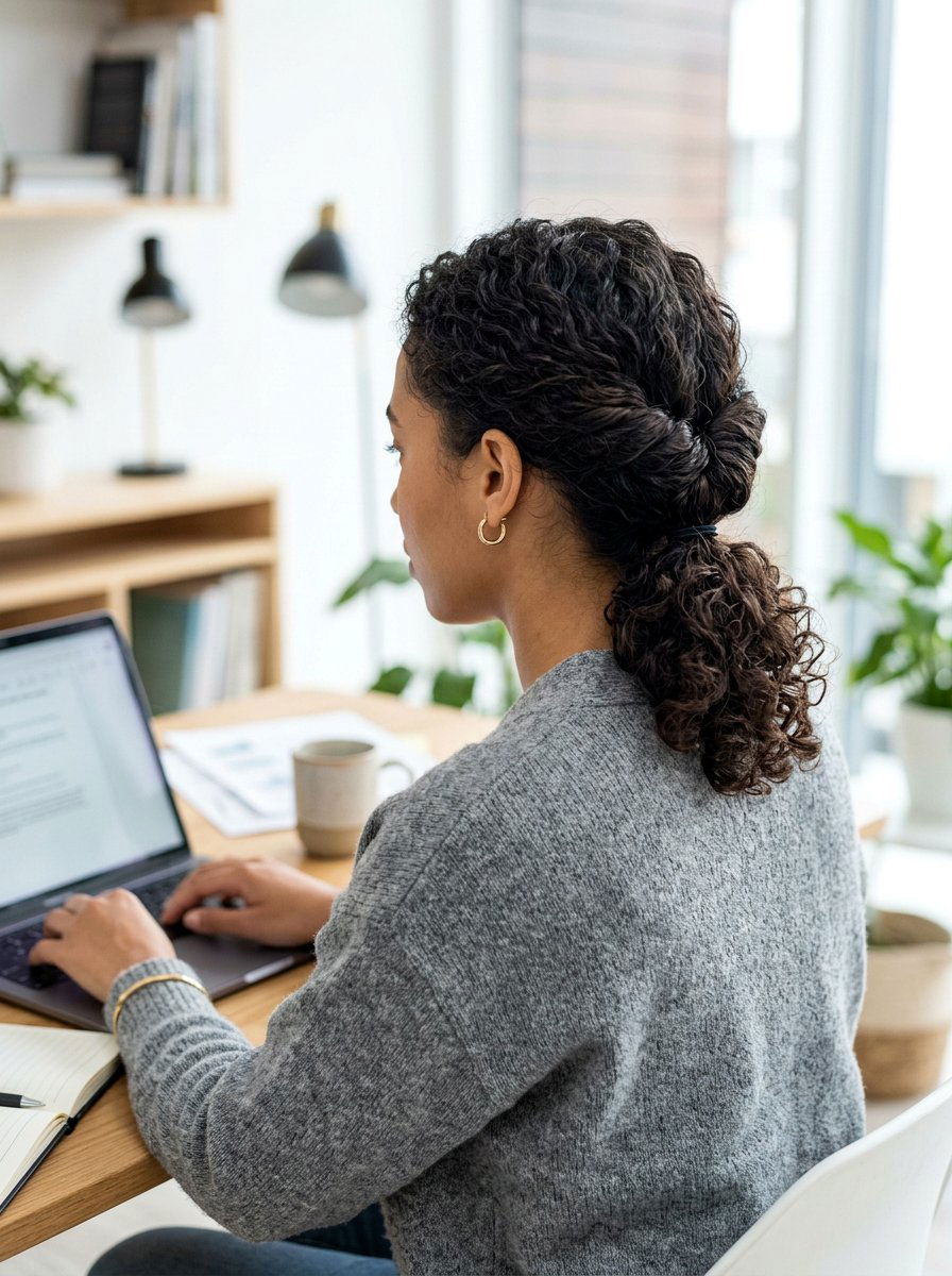 Tucked Ponytail For Curly Hair Work - 20 easy work hairstyle for long curly hair - 20 easy work hairstyle for long curly hair